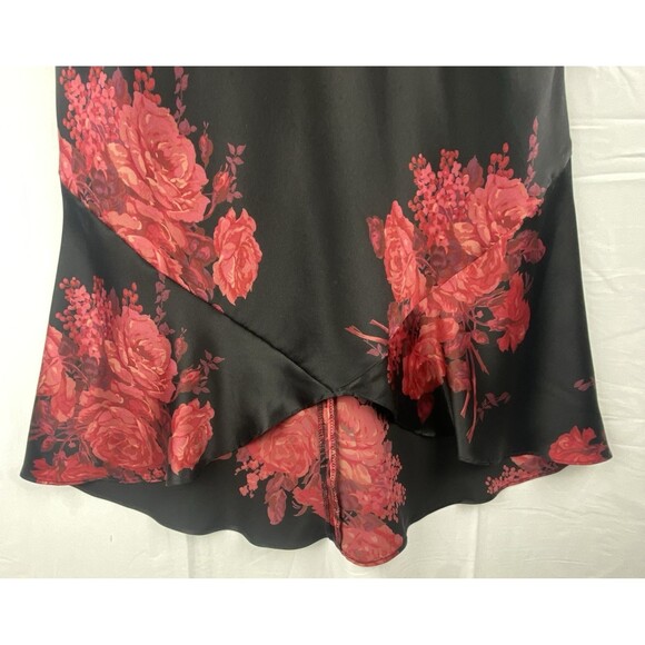 Vintage Express Silk Midi/Maxi Skirt Sz Small Y2K Dark Floral Whimsigoth - Picture 4 of 11